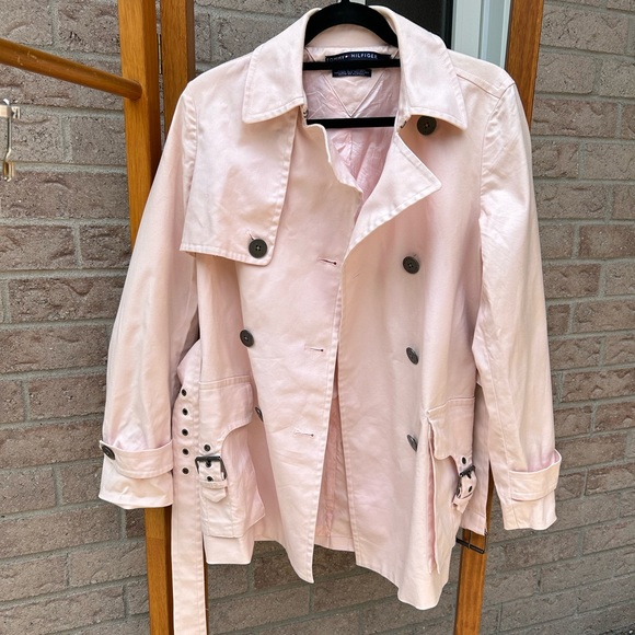 tommy hilfiger baby pink short trench coat - Picture 4 of 12